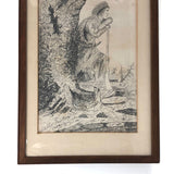 1884 Graphite Drawing of Pensive Native American by Adella Fanton