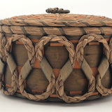 Fancy Penobscot Sweetgrass and Ash Splint Basket with Curlicue Braiding