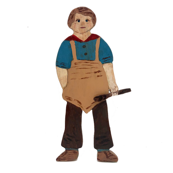 Wooden Cutout Folk Art Boy Cook, 1940s, by Richard King
