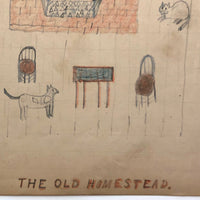Elmer S. Hill, Haydenville MA, 1880s "The Old Homestead" Drawing