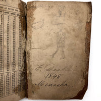 E.Decker's 1846 (Rare) Ready Reckoner with Beautiful Leather Cover and Drawing