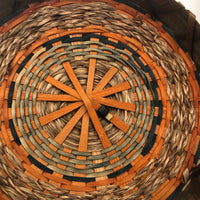 Fancy Penobscot Sweetgrass and Ash Splint Basket with Curlicue Braiding
