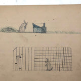 Elmer S. Hill, Haydenville MA, 1880s Drawing of Rabbit Before and After Trapping