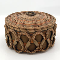 Fancy Penobscot Sweetgrass and Ash Splint Basket with Curlicue Braiding
