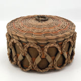 Fancy Penobscot Sweetgrass and Ash Splint Basket with Curlicue Braiding