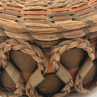 Fancy Penobscot Sweetgrass and Ash Splint Basket with Curlicue Braiding
