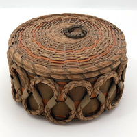 Fancy Penobscot Sweetgrass and Ash Splint Basket with Curlicue Braiding