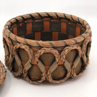 Fancy Penobscot Sweetgrass and Ash Splint Basket with Curlicue Braiding