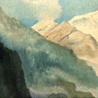 White Mountains Blue Sky Landscape, Oil on Board