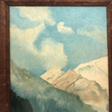 White Mountains Blue Sky Landscape, Oil on Board