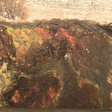 Dog After Pheasant, Old Folk Art Painting on Wood Panel