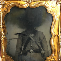 Haunting 1860s Sixth Plate Ambrotype of Headless Civil War Soldier