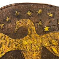 Wonderful American Folk Art Eagle Painting on French Wooden Box Lid, Presumed Civil War Era