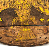 Wonderful American Folk Art Eagle Painting on French Wooden Box Lid, Presumed Civil War Era