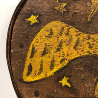 Wonderful American Folk Art Eagle Painting on French Wooden Box Lid, Presumed Civil War Era
