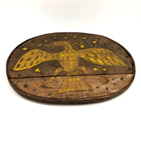 Wonderful American Folk Art Eagle Painting on French Wooden Box Lid, Presumed Civil War Era