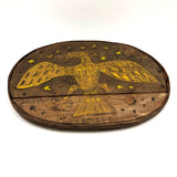 Wonderful American Folk Art Eagle Painting on French Wooden Box Lid, Presumed Civil War Era