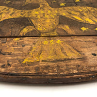 Wonderful American Folk Art Eagle Painting on French Wooden Box Lid, Presumed Civil War Era