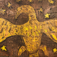 Wonderful American Folk Art Eagle Painting on French Wooden Box Lid, Presumed Civil War Era