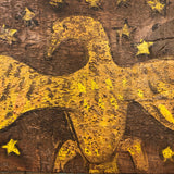 Wonderful American Folk Art Eagle Painting on French Wooden Box Lid, Presumed Civil War Era