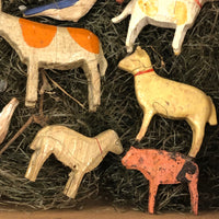 Box of Antique Erzgebirge Wooden Farm Animals