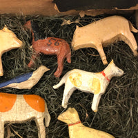 Box of Antique Erzgebirge Wooden Farm Animals