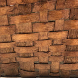 New England Antique Splint Basket with Carved Wood Handle