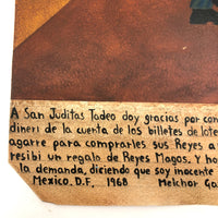 1968 Prison Cell Ex Voto Retablo, Thanks to San Juditas Tadeo (Jude the Apostle)