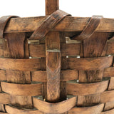 New England Antique Splint Basket with Carved Wood Handle