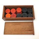 Late 19th Century German Lacquered Checkers in Original Box