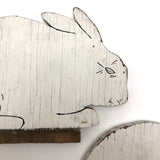 Charming Old Painted Wooden Cutout White Rabbits - Sold Individually