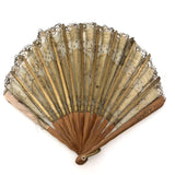 Fancy Victorian Gold Lace and Sequin Hand-sewn Evening Fan