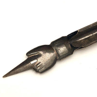 Antique Turned and Carved Dip Pen with Hand-Shaped End and Nib