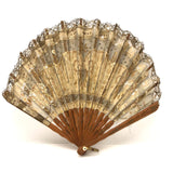 Fancy Victorian Gold Lace and Sequin Hand-sewn Evening Fan