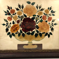 Fabulous Large Framed Antique Theorem Painting of Flowers in Urn