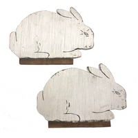 Charming Old Painted Wooden Cutout White Rabbits - Sold Individually