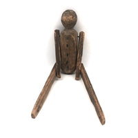 Antique Carved, Jointed Figure with Hand-drawn Face and Button Front