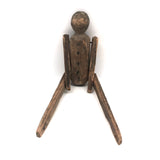 Antique Carved, Jointed Figure with Hand-drawn Face and Button Front