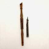 Antique Turned and Carved Dip Pen with Hand-Shaped End and Nib