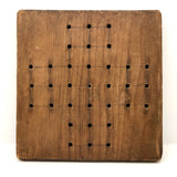 Old Handmade Peg Solitaire Board with Carved Pegs