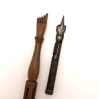 Antique Turned and Carved Dip Pen with Hand-Shaped End and Nib