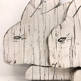 Charming Old Painted Wooden Cutout White Rabbits - Sold Individually