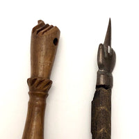 Antique Turned and Carved Dip Pen with Hand-Shaped End and Nib