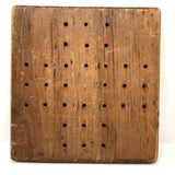 Old Handmade Peg Solitaire Board with Carved Pegs
