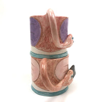 Hand-painted Elaine Bolz Studio Pottery Flamingo Mugs, c. 1980s, A Pair