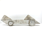 White Painted Old Make Do Wooden Car with Can Lid Wheels