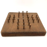 Old Handmade Peg Solitaire Board with Carved Pegs