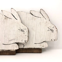 Charming Old Painted Wooden Cutout White Rabbits - Sold Individually