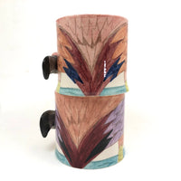 Hand-painted Elaine Bolz Studio Pottery Flamingo Mugs, c. 1980s, A Pair