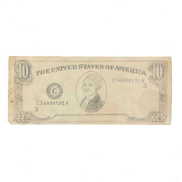 Hand-drawn 10 Dollar Bill